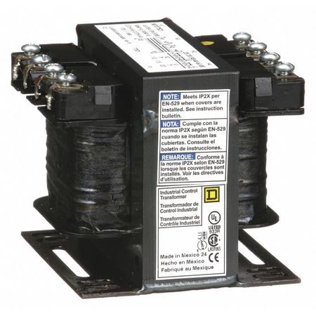 SQUARE D Control Transformer, 75 VA, Not Rated, 55 °C, 120V AC, 240/480V AC 9070T75D1