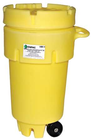 ENPAC Open Head Salvage Drum, Polyethylene, 50 gal, Unlined, Yellow 1259-YE