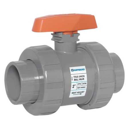 HAYWARD FLOW CONTROL Ball Valve, True Union, 1/2", CPVC/EPDM, Full Port, S/T TBH2050ASTE0000