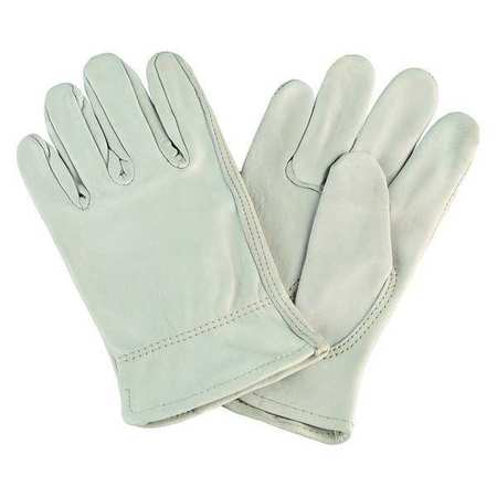 CONDOR Cowhide Drivers Gloves, Shirred Wrist Cuff, Off White, Size S 4TJV7