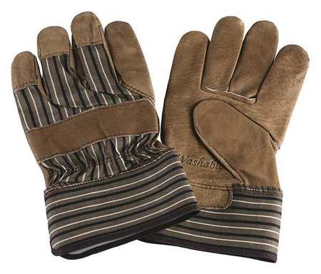 CONDOR Leather Palm Gloves, Pig Grain, Tan, L, PR 4TJZ1