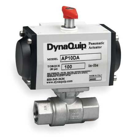 DYNAQUIP CONTROLS 1-1/2" FNPT Stainless Steel Pneumatic Ball Valve Inline P2S27AJDA063A