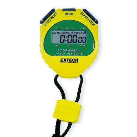 EXTECH Stopwatch, Yellow, Water Resistant 365510-NIST