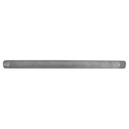 Zoro Select 1/2" MNPT x 18" TBE 304 Stainless Steel Pipe Sch 40 T4BND19