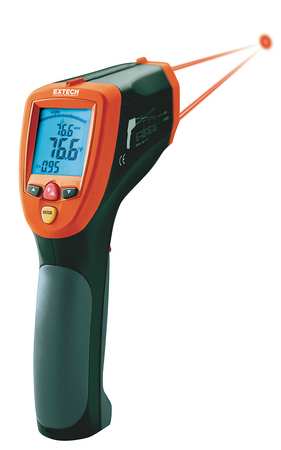EXTECH Infrared Thermometer, Backlit LCD, -58 Degrees  to 3992 Degrees F, Convergence Laser Sighting 42570-NISTL