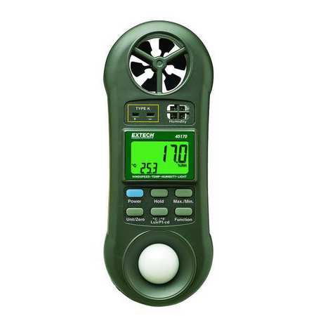 Extech Anemometer with Humidity, 80 to 5910 fpm 45170