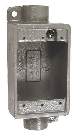 Killark Weatherproof Electrical Box, 18 cu in, FSC Box, 1 Gang, Aluminum, Rectangular FSC-2