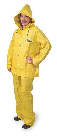 CONDOR 3 Piece Rainsuit w/Detachable Hood, Yellow, L 4T226
