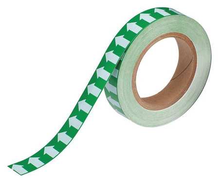 Brady Arrow Tape, White/Green, 1 In. W, 91425 91425