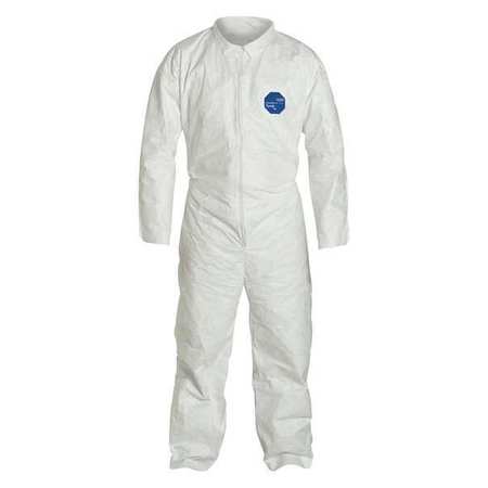 Dupont Tyvek 400 Collared Disposable Coveralls, Medium, Open Wrists and Ankles, Serged Seam, White, 25 Pack TY120SWHMD002500