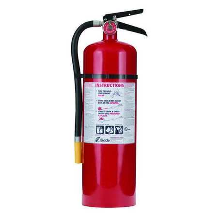 Kidde Fire Extinguisher, Class ABC, UL Rating 4A:60B:C, Rechargeable, 10 lb capacity, 20 ft Range PRO10MP