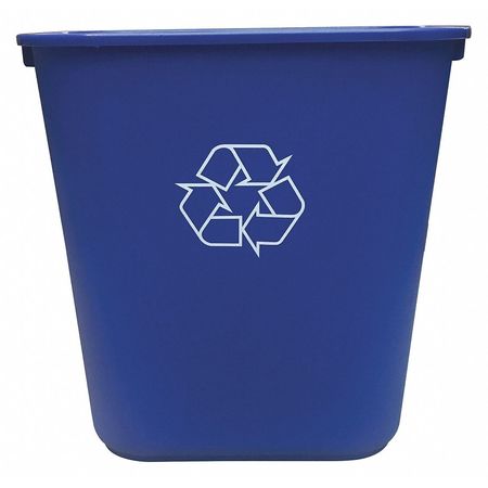 Tough Guy 10 gal Rectangular Desk Recycling Container, Open Top, Blue, Plastic, 1 Openings 4UAU6