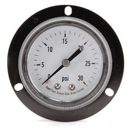 Zoro Select Pressure Gauge, 0 to 600 psi, 1/8 in MNPT, Steel, Black 4UA36