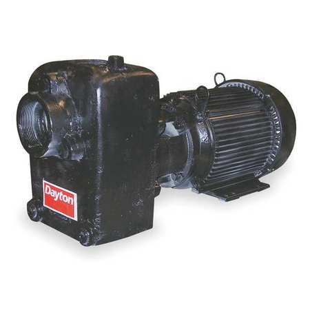 Dayton Self Priming Centrifugal Pump, 7 1/2 hp, 208 to 230/460V AC, 3 Phase, 110 ft Max Head 12N814