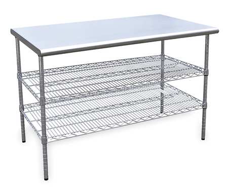 ZORO SELECT Fixed Work Table, SS, 60" W, 30" D 4UEL8