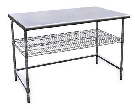 ZORO SELECT Fixed Work Table, SS, 60" W, 30" D 4UEL6