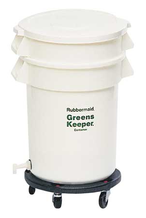RUBBERMAID COMMERCIAL Container, Includes Base, Lid and Dolly FG263600WHT