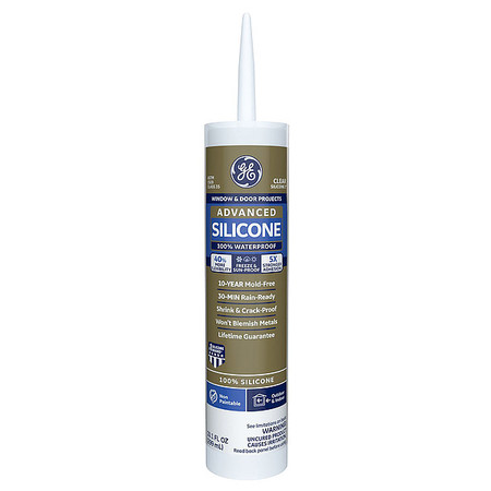 GE Window & Door Sealant, 10.1 oz, Cartridge, Clear, Silicone Base 2811092