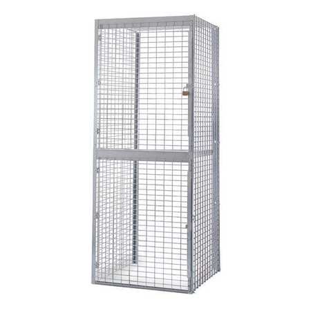 Folding Guard Bulk Storage Locker Starter, 48 in W, 48 in D, 90 in H, 0 Shelves, 1 Doors, Steel Wire, Unassembled ST144 GALV