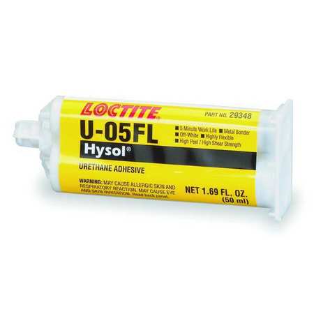 Loctite Instant Adhesive, U-05FL Series, Clear, 0.35 oz, Syringe, 1:02 Mix Ratio, 3 hr Functional Cure 261797