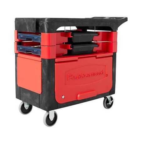 RUBBERMAID COMMERCIAL Trade Cart/Service Bench, 38 In. L, Black FG618088BLA