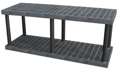 STRUCTURAL PLASTICS Freestanding Plastic Shelving Unit, Open Style, 24 in D, 66 in W, 27 in H, 2 Shelves, Black S6624B