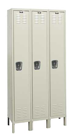 HALLOWELL Wardrobe Locker, 36 in W, 15 in D, 78 in H, (1) Tier, (3) Wide, Tan U3258-1G-PT