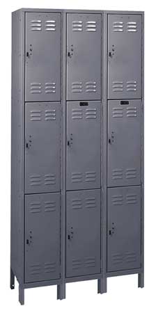 ZORO SELECT Wardrobe Locker, 36 in W, 18 in D, 78 in H, (3) Tier, (3) Wide, Dark Gray 4VFH1