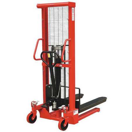 Dayton Manual Fork-Over Stacker, Manual, 3,000 lb Load Capacity, Foot Pump Lift Control 4VME1