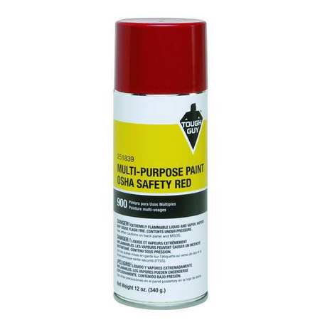 Tough Guy Spray Paint, OSHA Safety Red, Gloss, 12 oz 251839
