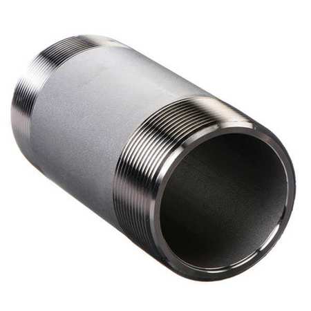 Zoro Select 1/4" MNPT x 12" TBE Stainless Steel Pipe Nipple Sch 80 E6BNB16