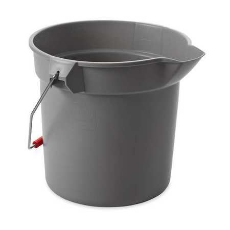 Rubbermaid Commercial 2-1/2 gal. Round Bucket, 10-1/4" H, 10 1/2 in Dia, Gray, Plastic FG296300GRAY
