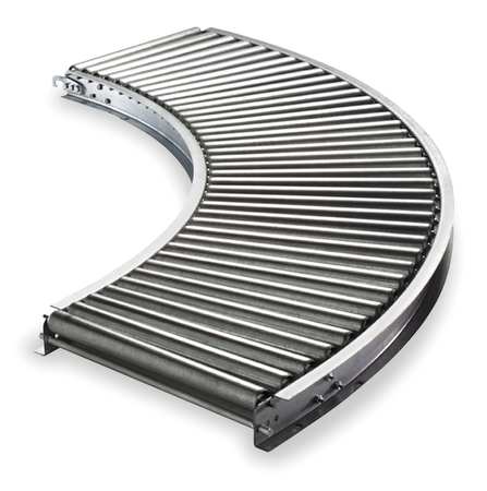 ASHLAND CONVEYOR Roller Conveyor, 90 Curve, 10BF 11F90EG15B10