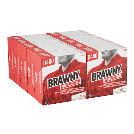 Georgia-Pacific Dry Wipe, Brawny Pro D400, Dispenser Box, 9 1/4 in x 12 in, 120 Sheets, Tan, 10 Pack 20077
