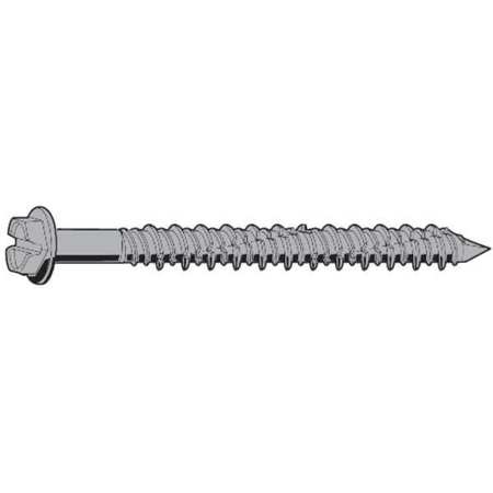 ZORO SELECT Concrete Screw, 3/16" Dia., Hex, 1 1/4 in L, Steel Blue Ruspert, 100 PK U70525.018.0125