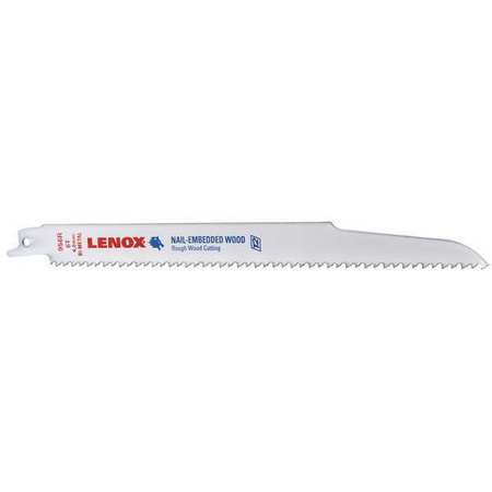 LENOX 9" L x 6 TPI Nail Embedded Wood Cutting Bi-metal Reciprocating Saw Blade, 5 PK 20582956R
