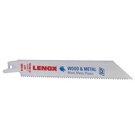 LENOX 6" L x 10 TPI General Purpose Cutting Bi-metal Reciprocating Saw Blade, 5 PK 20562610R