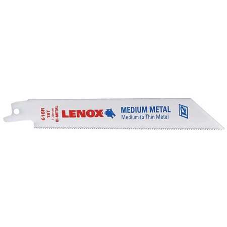 LENOX 6" L x 18 TPI Metal Cutting Bi-metal Reciprocating Saw Blade, 5 PK 20566618R