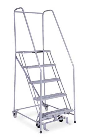 Cotterman 80 in H Stainless Steel Rolling Ladder, 5 Steps, 450 lb Load Capacity 1005R2630A1E10B4 SS P6