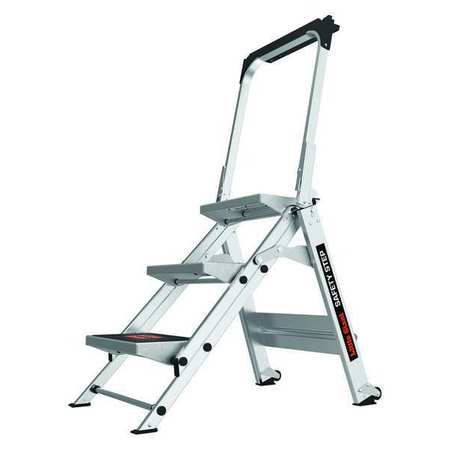 Little Giant Ladders 3 Steps, Aluminum Step Stool, 300 lbs Load Capacity, Gray 10310BA