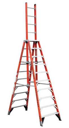 Werner 10 ft Trestle Extension Ladder, 300 lb Load Capacity E7410