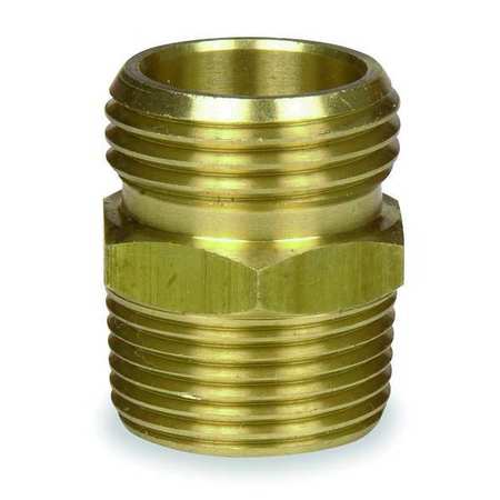 WESTWARD 3/4 in x 3/4 in Garden Hose Adapter, Male x Male, 33 mm Overall L, Rigid, Brass 4X072