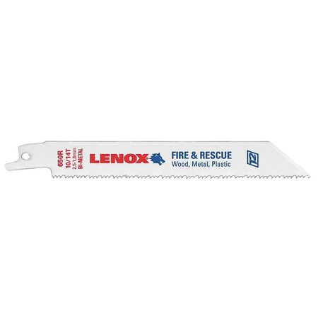 LENOX 6" L x 10/14 TPI General Purpose Cutting Bi-metal Reciprocating Saw Blade, 5 PK 20374650R5