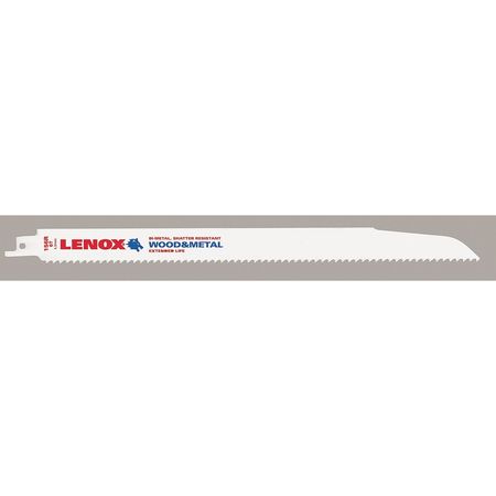 LENOX 12" L x Nail Embedded Wood Cutting Reciprocating Saw Blade 20495B156R