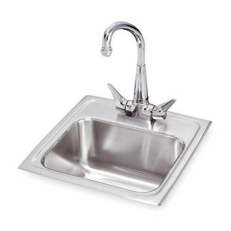 ELKAY Drop-In Bar Sink Package, 1 Hole, Lustrous Highlighted Satin Finish BLR150C
