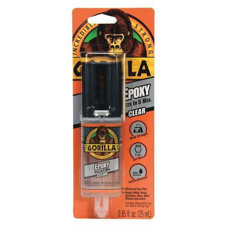 Gorilla Glue Instant Adhesive, Epoxy Series, Clear, 1 oz, Bottle, 1:01 Mix Ratio, 15 hr Functional Cure 4200102