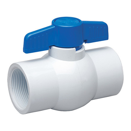 Zoro Select 1-1/2" FNPT PVC Ball Valve Inline 107-137-NP