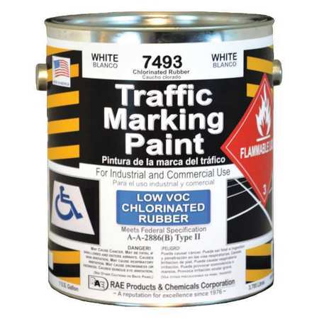 Rae Traffic Zone Marking Paint, 1 gal., White, Chlorinated Solvent -Based 7493-01