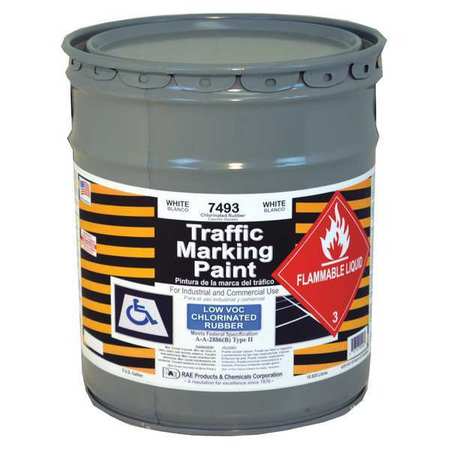 RAE Traffic Zone Marking Paint, 5 Gal., White, Chlorinated Solvent -Based 7493-05