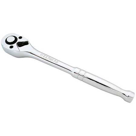 WESTWARD 1/2 in Drive 72 Geared Teeth Pear Head Style Hand Ratchet, 10 in L, Chrome Finish 4YP75